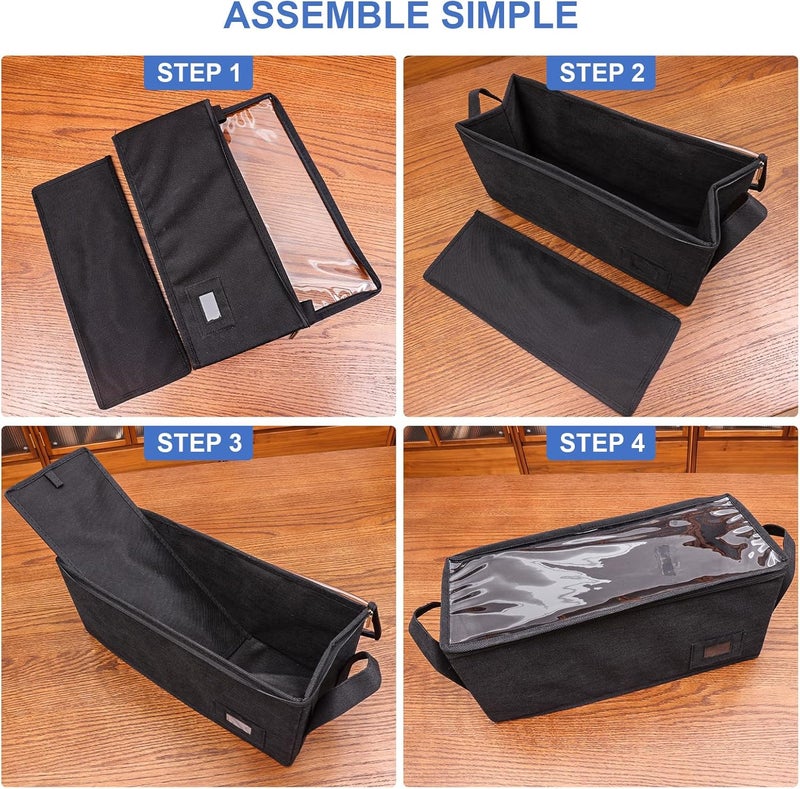 BOATISLE CD Case Holder with Handles and Clear Lid, 4-Pack Black – CD Storage Box with Label Slots, Portable Organizer for Media Collection and Efficient Storage - Image 4